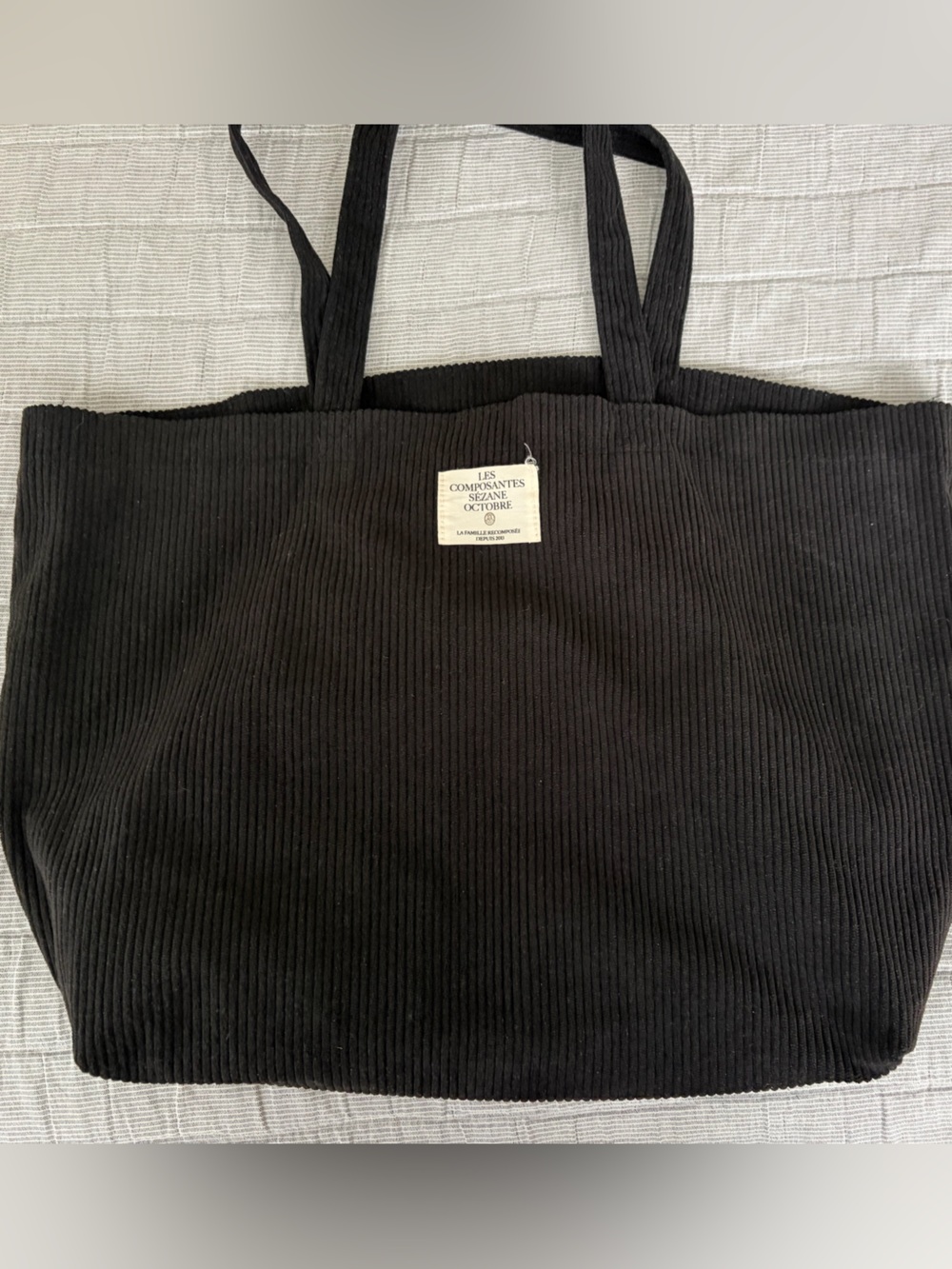 Sezane Black Corduroy tote. Rare color.